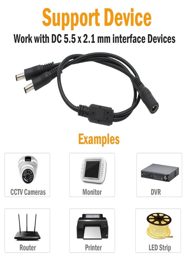 KEBILSHOP كابل KEBILSHOP DC Y Splitter، منفذ أنثى واحد إلى منفذي ذكر، كابل تمديد طاقة تيار مستمر 5.5 مم × 2.1 مم، لكاميرات المراقبة CCTV، وأجهزة توجيه المراقبة، وأجهزة تسجيل الفيديو الرقمية DVR، وغيرها. - Image 5